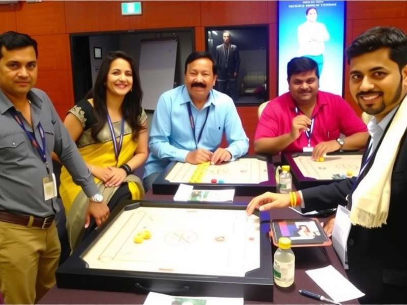 Bharat Carrom Legend - Players at a Local Community Tournament in Bangalore Bharat Carrom Legend Community Event